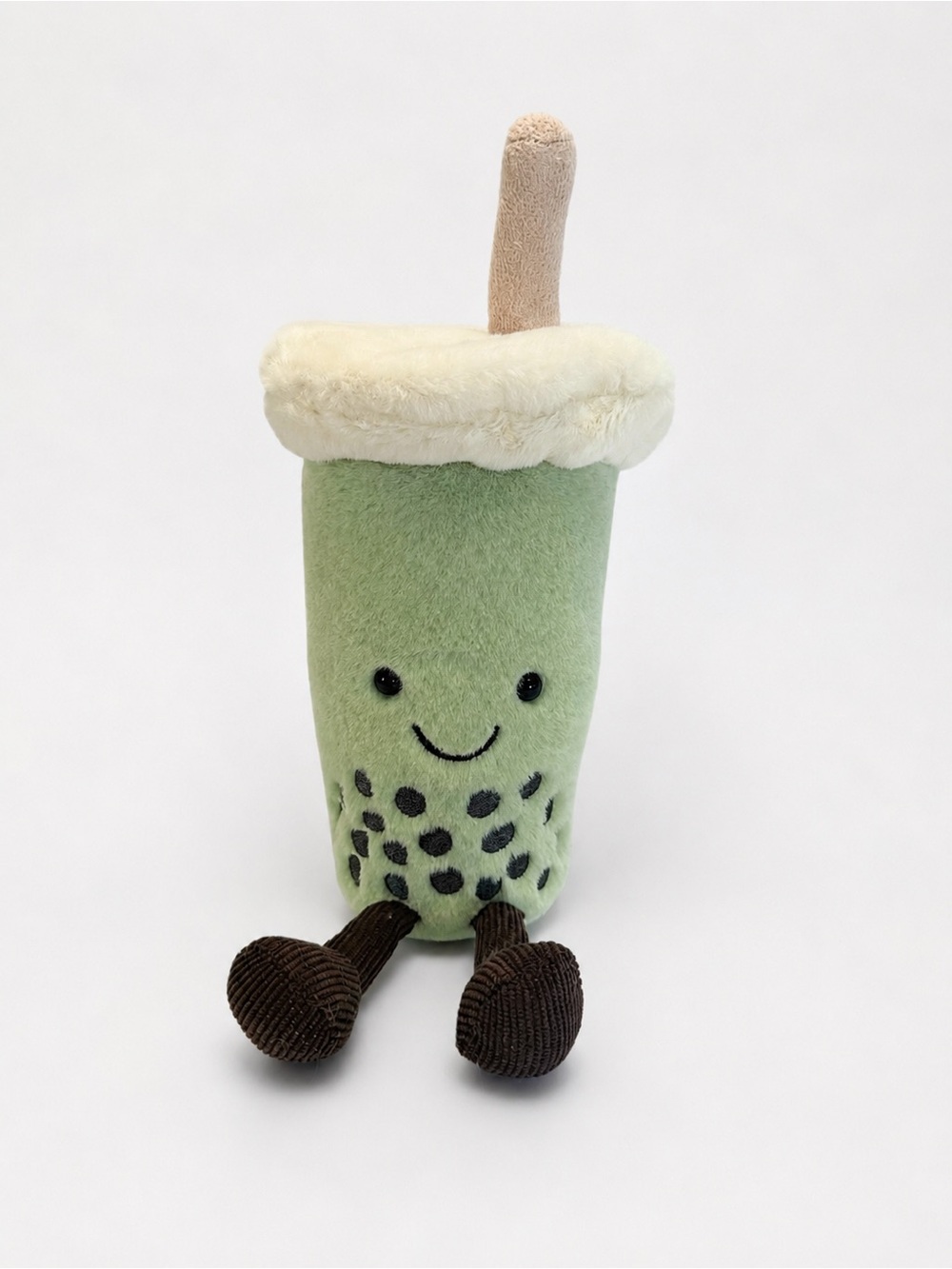 Plush Green Bubble Tea Boba- Plush Toy with Cream Top